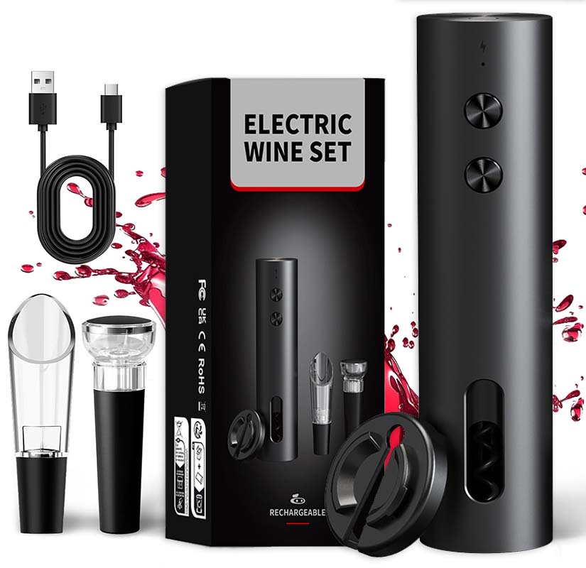 Bottle Stopper Set - Set Pembuka Botol Anggur Elektrik 4-in-1,