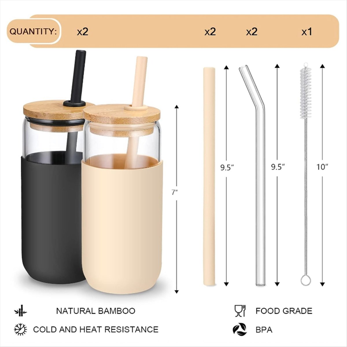 2 Warna 20 OZ Gelas Kaca denga - Beer & Wine Grab ulasan dan harga