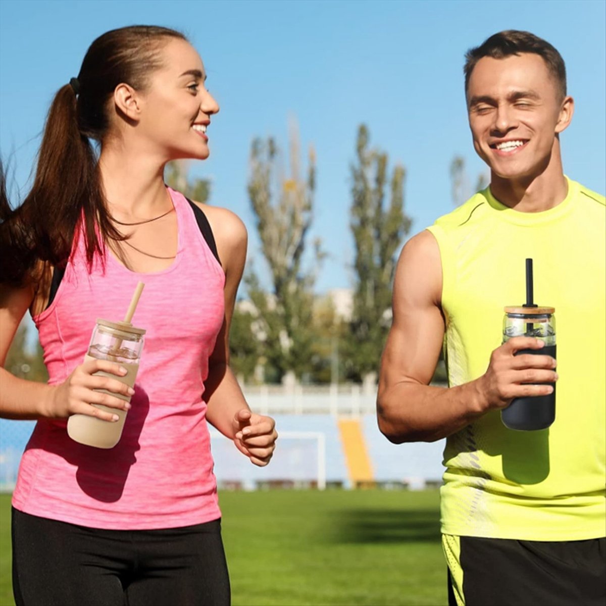 2 Warna 20 OZ Gelas Kaca denga - Beer & Wine Grab ulasan dan harga