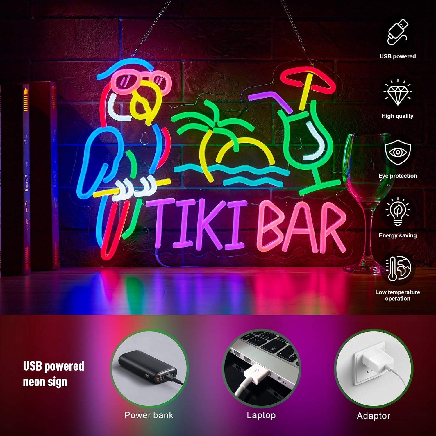 Lampu Neon LED USB Bentuk Buru - Beer & Wine Grab ulasan dan harga