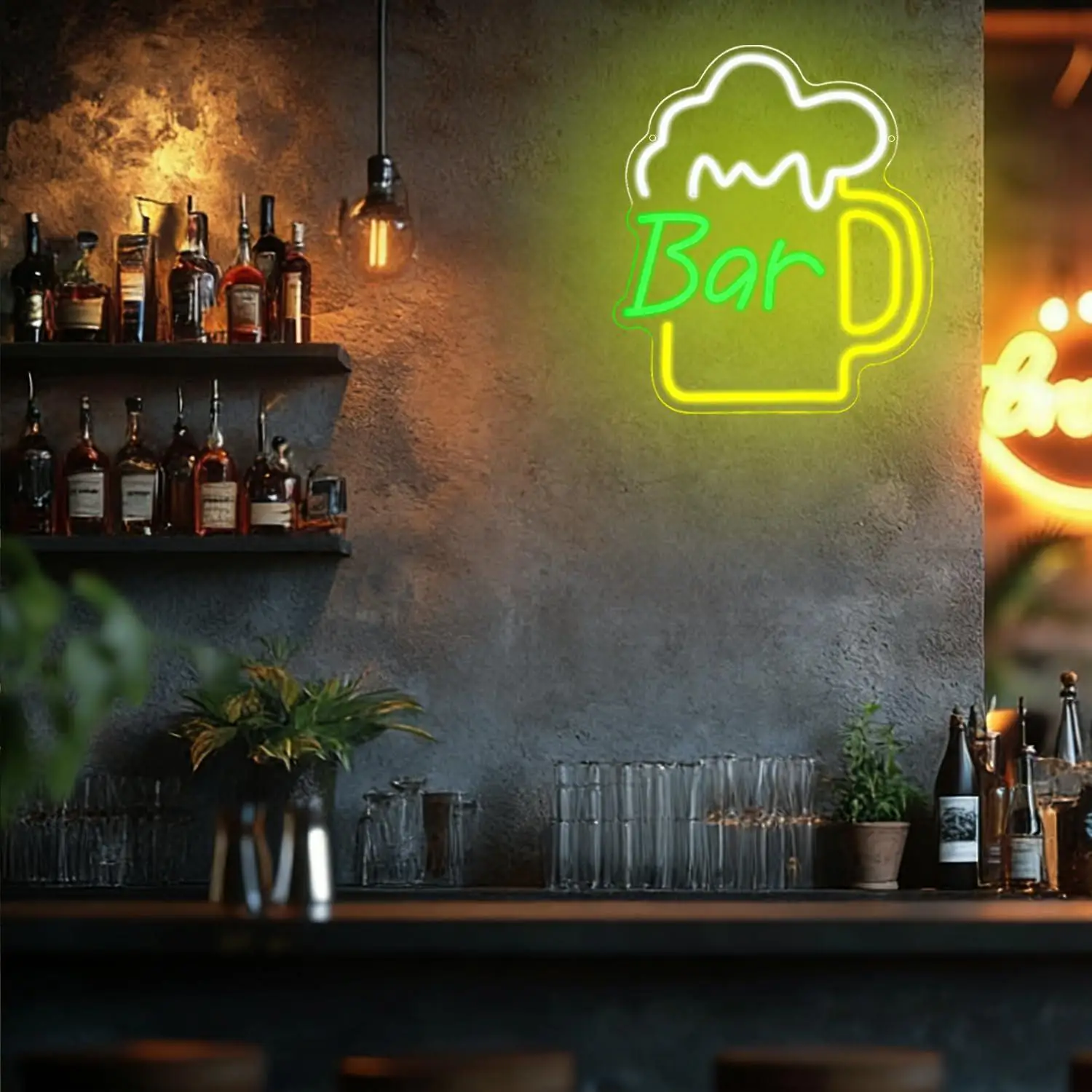 Lampu LED Neon Sign Bar Bir US - Beer & Wine Grab ulasan dan harga